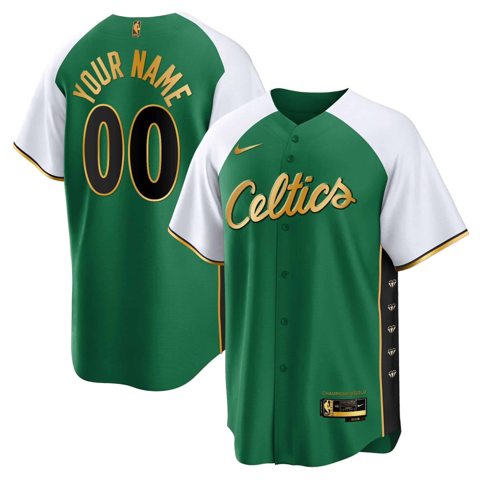Men Boston Celtics Green 2024 Nike Baseball Custom NBA Jersey style 3->customized nba jersey->Custom Jersey